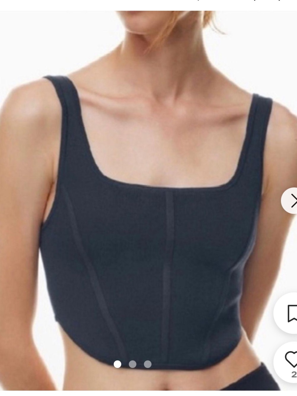 Babaton navy ribbed crop top medium